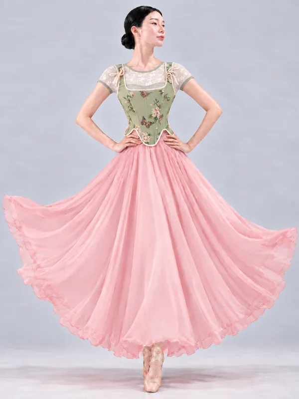 Green corset outfit mockup